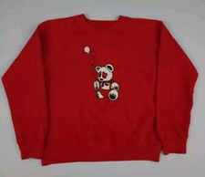 Vintage 80s Bear Balloon Double Sided Print Sweatshirt Vtg USA Made Art 1980s