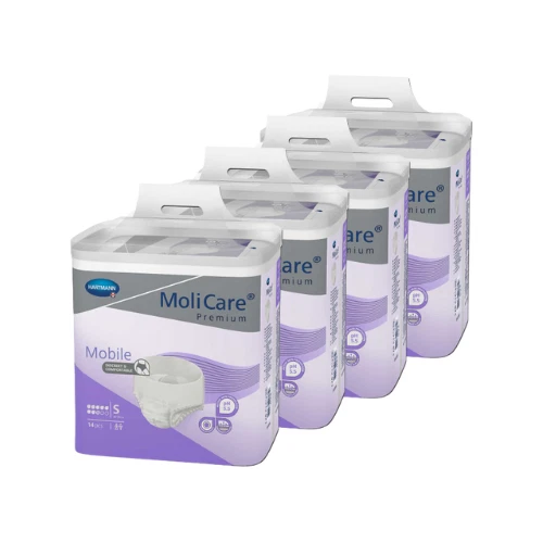 HARTMANN MoliCare Premium Mobile 8 Tropfen in Größe S 4x14 = 56 Stück Inkontinenzhosen