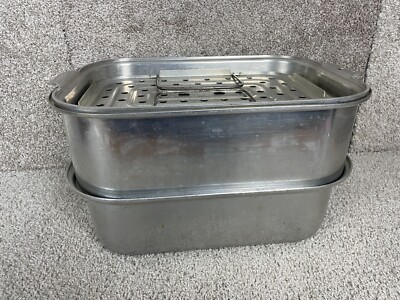Wear-Ever 3 Piece Set Aluminum Roaster Base Pan & Rack Insert #825/918 USA