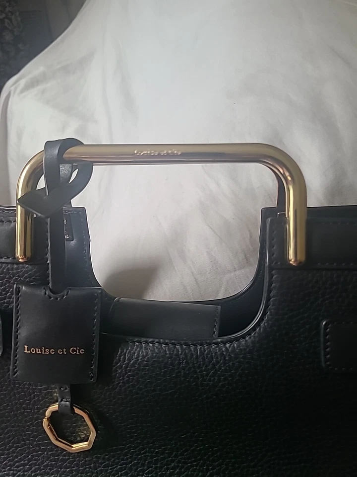 Bolso de Mano Pequeño de Cuero Negro LOUISE ET CIE Group Elay Foto 2 de 4