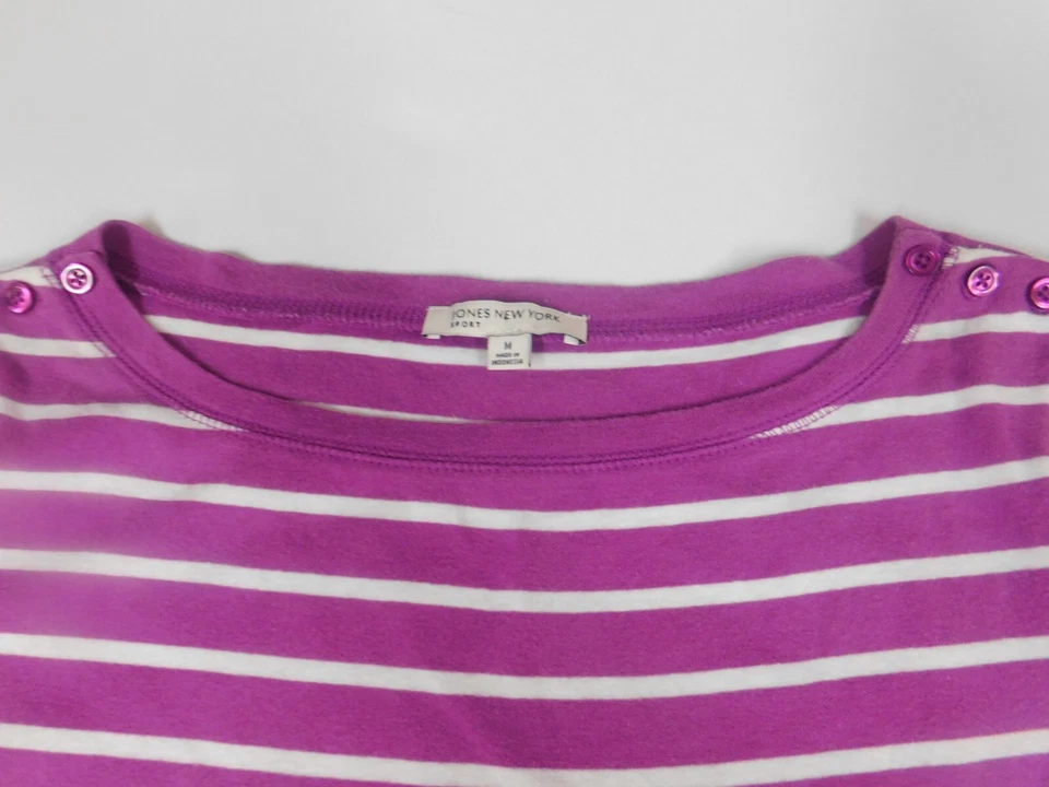 Blusa Jones New York Mujer Mediana Púrpura Rayas Pullover Foto 4 de 4