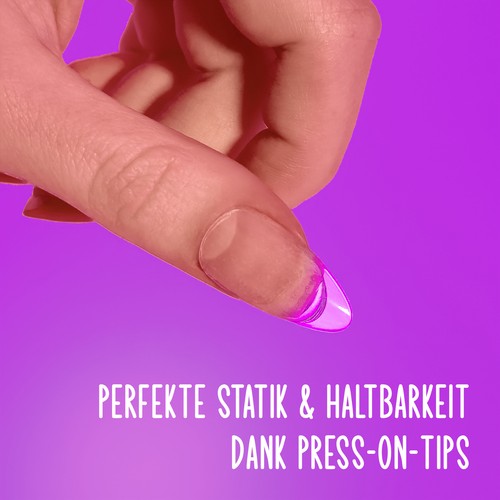 Press On Tip Starter Set Nail Glue Gel Soak Off Pink Click Solid Fake Ballerina - Bild 5 von 9