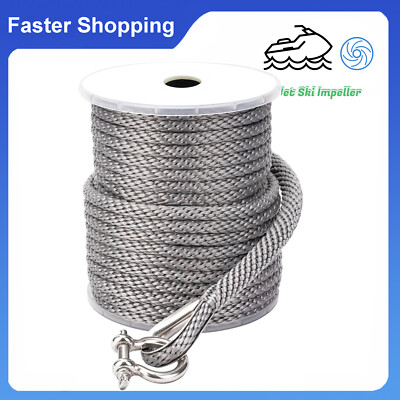 Dia 3/8'' x 100 Feet Anchor Rope Braided Anchor Line Premium Solid Braid MFP Boat