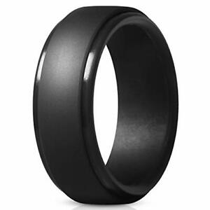 7pcs Silicone Wedding Ring for Men Rubber Wedding Bands Step Edge Sleek Design