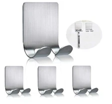 4Pcs Razor Holder Hooks–Adhesive Wall Mount Stainless Steel Hangers for Bathroom