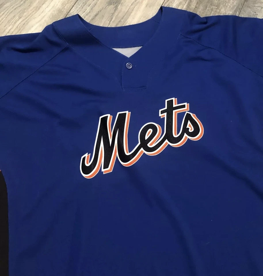 Camiseta de Colección Majestic New York Mets MLB Para Hombre 50 EE. UU. Azul Equipo en Blanco Emitida Foto 2 de 4