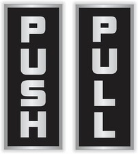 Pair - Vertical Push And Pull Vinyl 5x2inch Glass Door Decals Stickers Signs