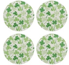 Celebrate St. Patrick's Day Green Shamrock Toss Braid Round Placemats 4-Pack