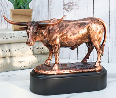 テキサス ロングホーンの置物 アメリカ製 Lifelike North American Texas Longhorn Cow Steer Bull Bronzed