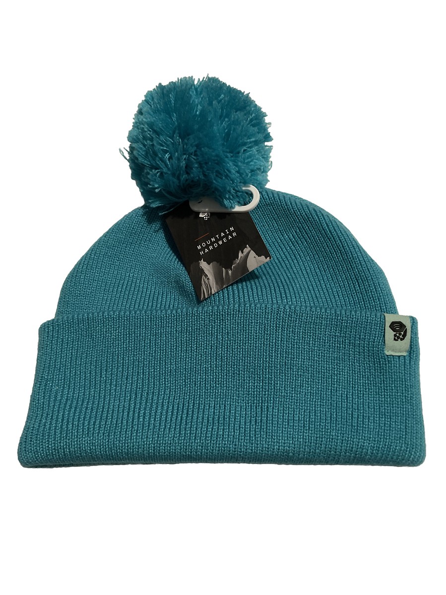 Mountain Hardwear Womens Teal Blue Knit Beanie Ski Winter Hat Knit