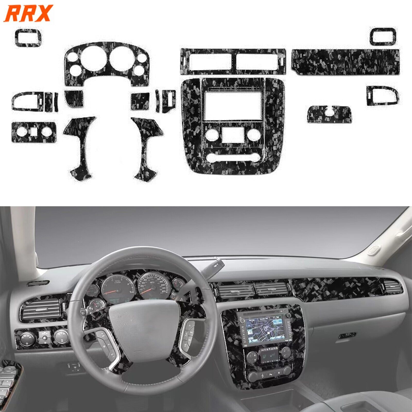 23Pcs Forged Carbon Fiber Interior Dash Kits Cover For Silverado/Tahoe/Sierra