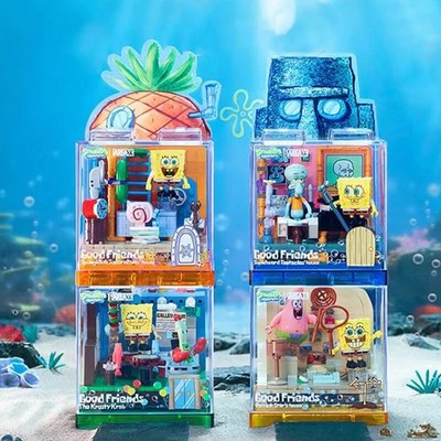 SpongeBob Building Blocks Patrick Krusty Krab Squidward Room Brick Set Toy