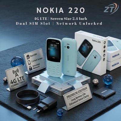 Entsperrt Nokia 220 4G FM Radio Bluetooth 0.3MP 24MB 16MB RAM Handy Dual SIM
