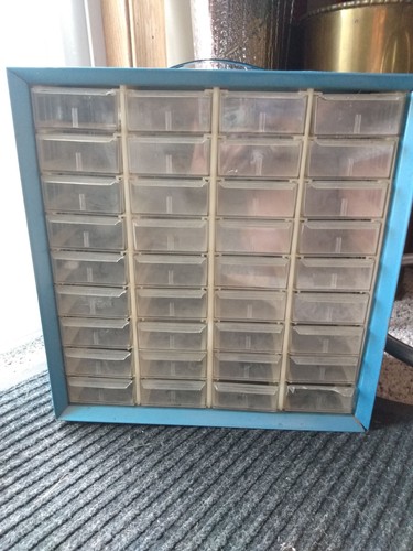 Vtg 36 Drawer Metal Akro-Mils Small Parts Storage Organizer Cabinet Bin Dividers - Picture 3 of 13