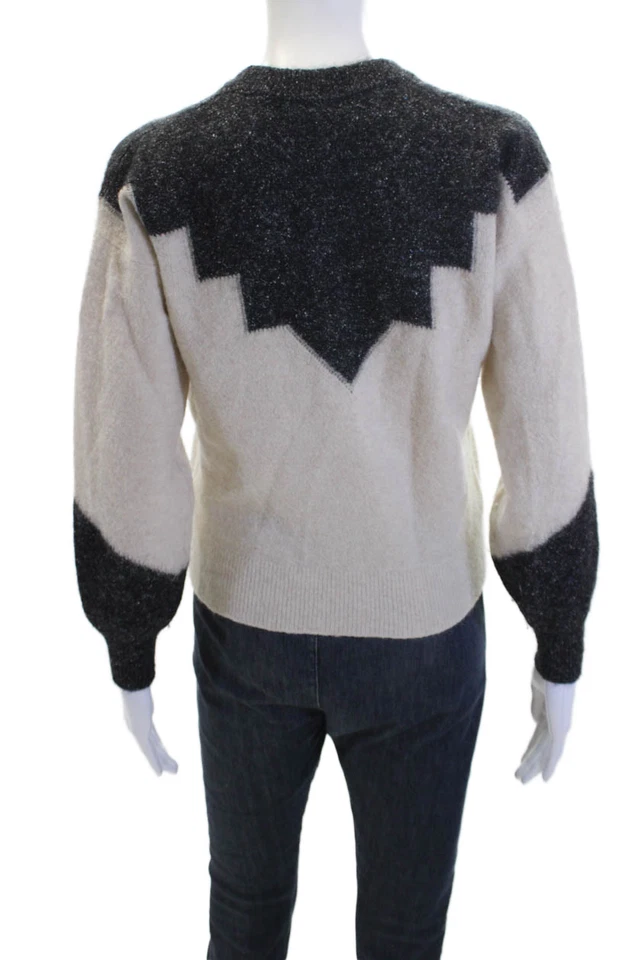 Suéter pulôver feminino Joie mistura de lã gola redonda manga longa bege tamanho XS - Imagem 3 de 4