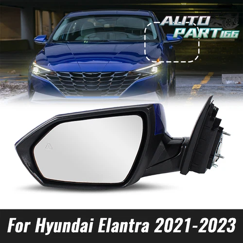 Left Blue Mirror W/ Blind Spot Heated 7 Pins For Hyundai Elantra 2021-2023