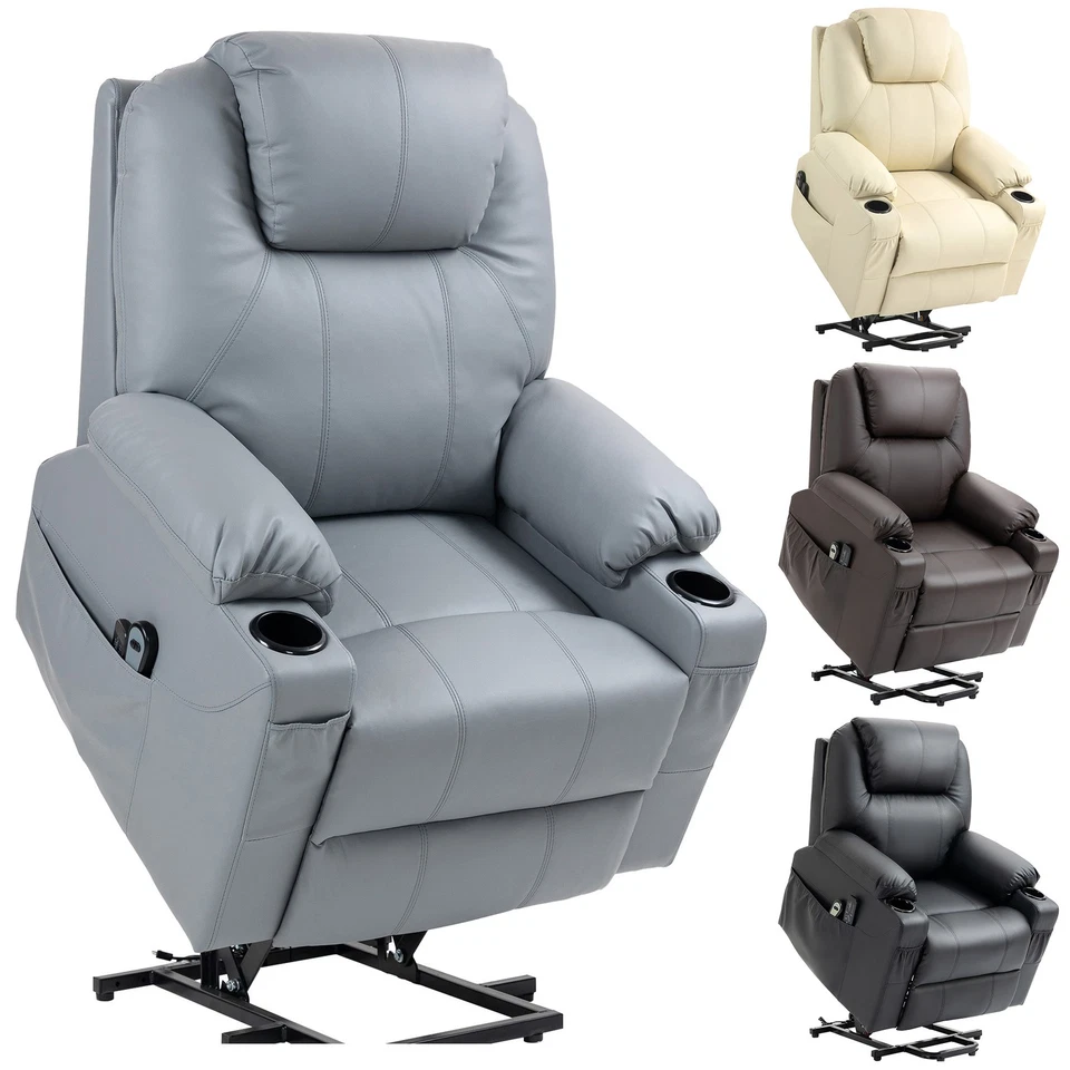 HOMCOM Poltrona Alzapersona Massaggiante e Reclinabile Fino a 135°