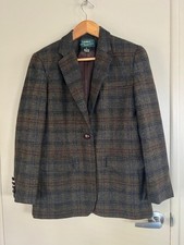 Ralph Lauren Equestrian Riding Jacket Green Plaid Suede Collar Wool Blazer 8P