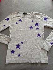 Aqua 100 Cashmere Sweater   Grey Blue Crewneck, Size Small