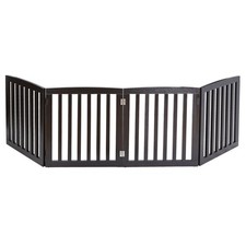 24" Pet Gate Step Over Fence Hallway Stairs Pet Fence Pen 4 Panels Folding Pen