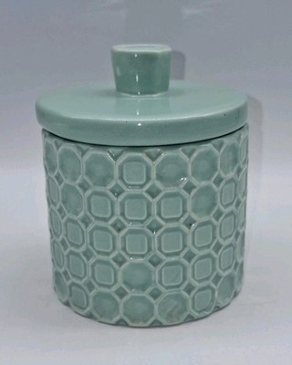 Mainstays Groovy Medallion Mint Covered Jar Cotton Balls Q-tips Jewelry Ring Ear
