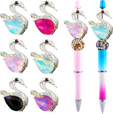 6Pcs Cute Rhinestone Swan Focal Beads for Beadable Pens Colorful Animal Spacer A