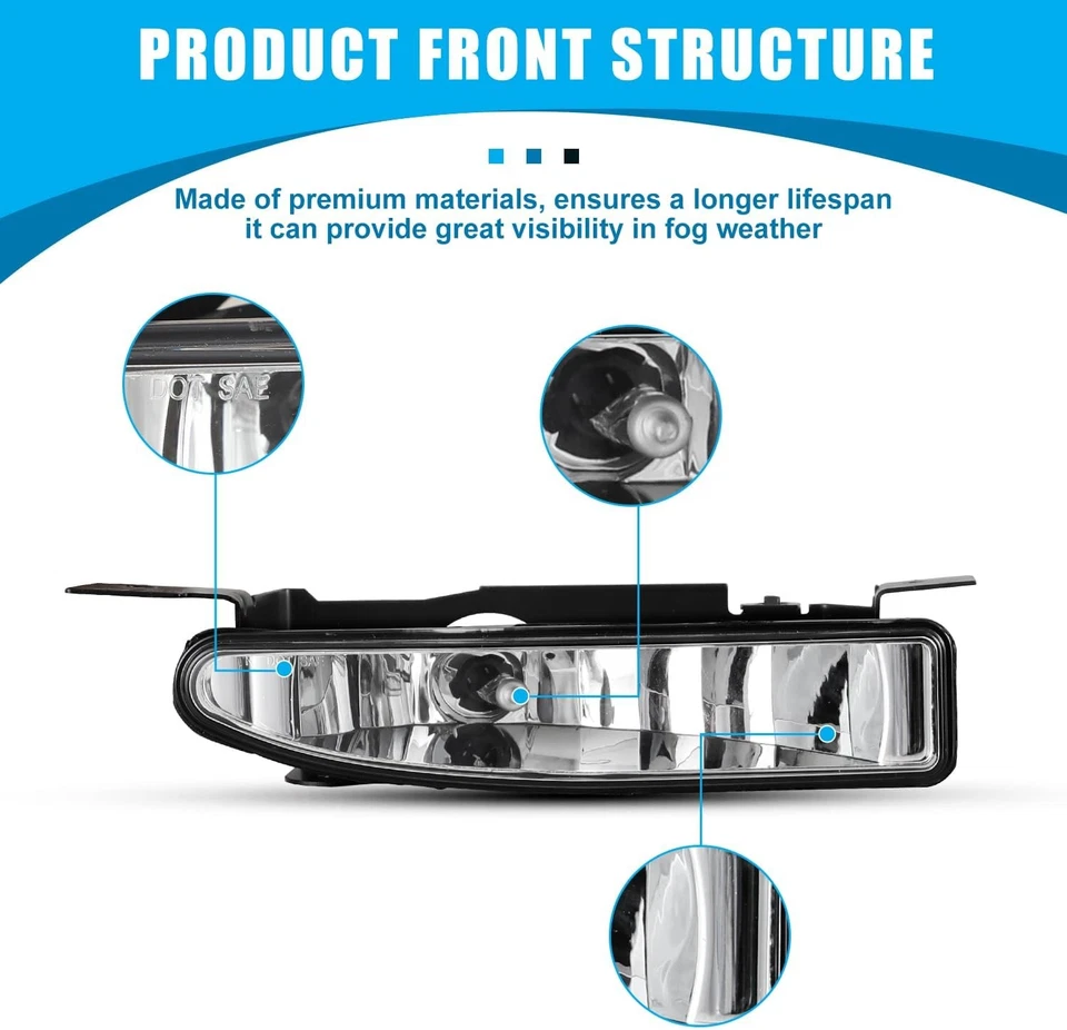 Clear Fog Lights For 1997-2005 Buick Regal Century Driving Bumper Lamps 2pcs Foto 4 de 4