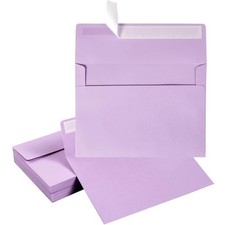 50 Pack 5 x 7 Envelopes A7 Self Seal, 5.24 x 7.21 One Size, Light Purple