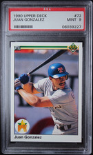 1990 Upper Deck Juan Gonzalez ROOKIE Card #72 PSA 9 Mint. rookie card picture