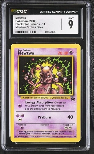 CGC 9 MINT Mewtwo 2000 Black Star Promos 14 Pokemon Card