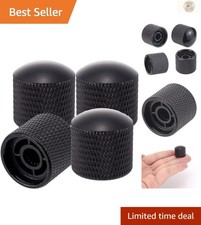 4 Black Knobs for Electric Guitars & Basses - Knurled Texture for Precision
