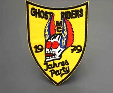 FABULOUS "GHOST RIDERS M.C." EMBROIDERED IRON-ON PATCH...RARE!!!