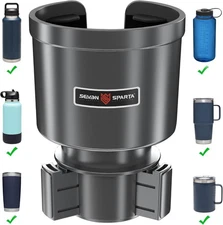 Upgraded Car Cup Holder Expander Adapter with Offset Large*1, Silver 