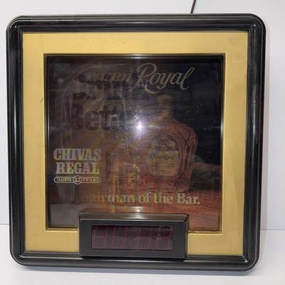 Vtg Martell Cognac Chivas Regal Lighted Motion Bar Sign Clock Seagram s 1980s