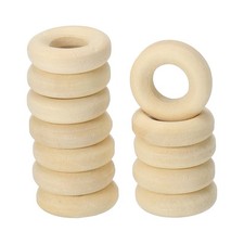 60 Pcs 12 Mm/0.5 Inch Wooden Ring for Crafting, Natural Wood Ring without Paint