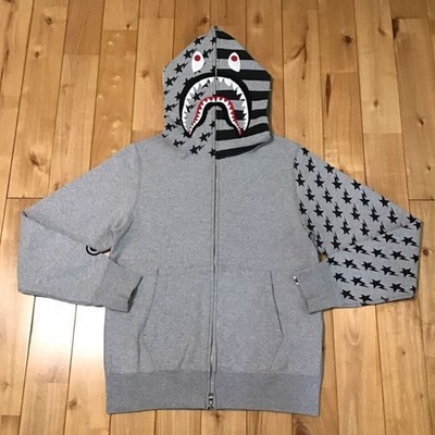 A BATHING APE BAPE Hai Hoodie mit durchgehendem Reißverschluss grau Größe S a...