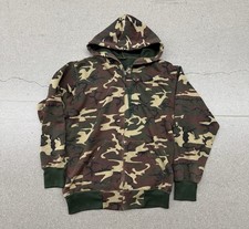 VINTAGE 80S M81 WOODLAND CAMO FULL ZIP THERMAL LINED HOODIE SIZE L USA