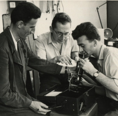 Vintage Photo Men Mechanics Engineers Technicians Apparatus Workshop Lab Serbia
