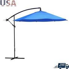 10ft Offset Patio Umbrella Cantilever Outdoor Shade Crank Base Waterproof New