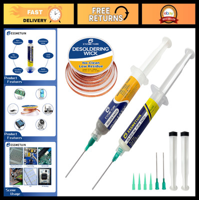Solder Paste Sn63/Pb37 30G & No Clean Soldering Flux 10cc for Electronics Repair