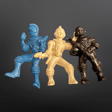 Vintage 1950s Archer - Ajax Hard Plastic Spacemen Blue Cream Black Figures B4