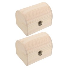  2PCS Natural Wooden Craft Box with Hinged Lid - 6.34"X4.57"X4.49" Reusable DIY