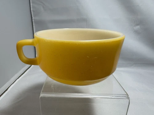 Vintage Fire-King Yellow Oven Proof Soup Bowl Mug Anchor Hocking Kitchenware