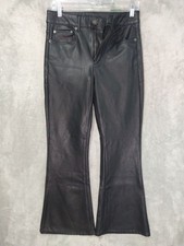 American Eagle Pants Womens 6 Short Black Faux Leather Super Hi Rise Flare
