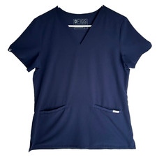 FIGS Casma Technical Collection Navy Blue Three Pocket V Neck Scrub Top Womens S