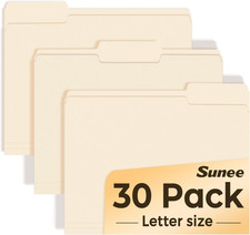File Folders, 30 Pack Manilla Folders 8.5 X 11, 1/3 Cut Tab for Easy Labeling an