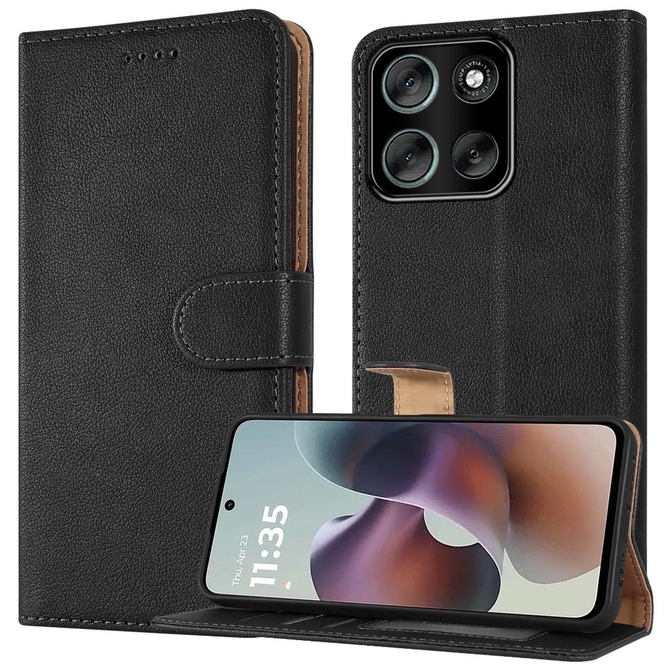 JUNETOP Cover per Motorola G67/G77/G87 5G con Vetro Temperato, Oro Rosa | Custodia a Libro in Pelle Sintetica con Protezione RFID
