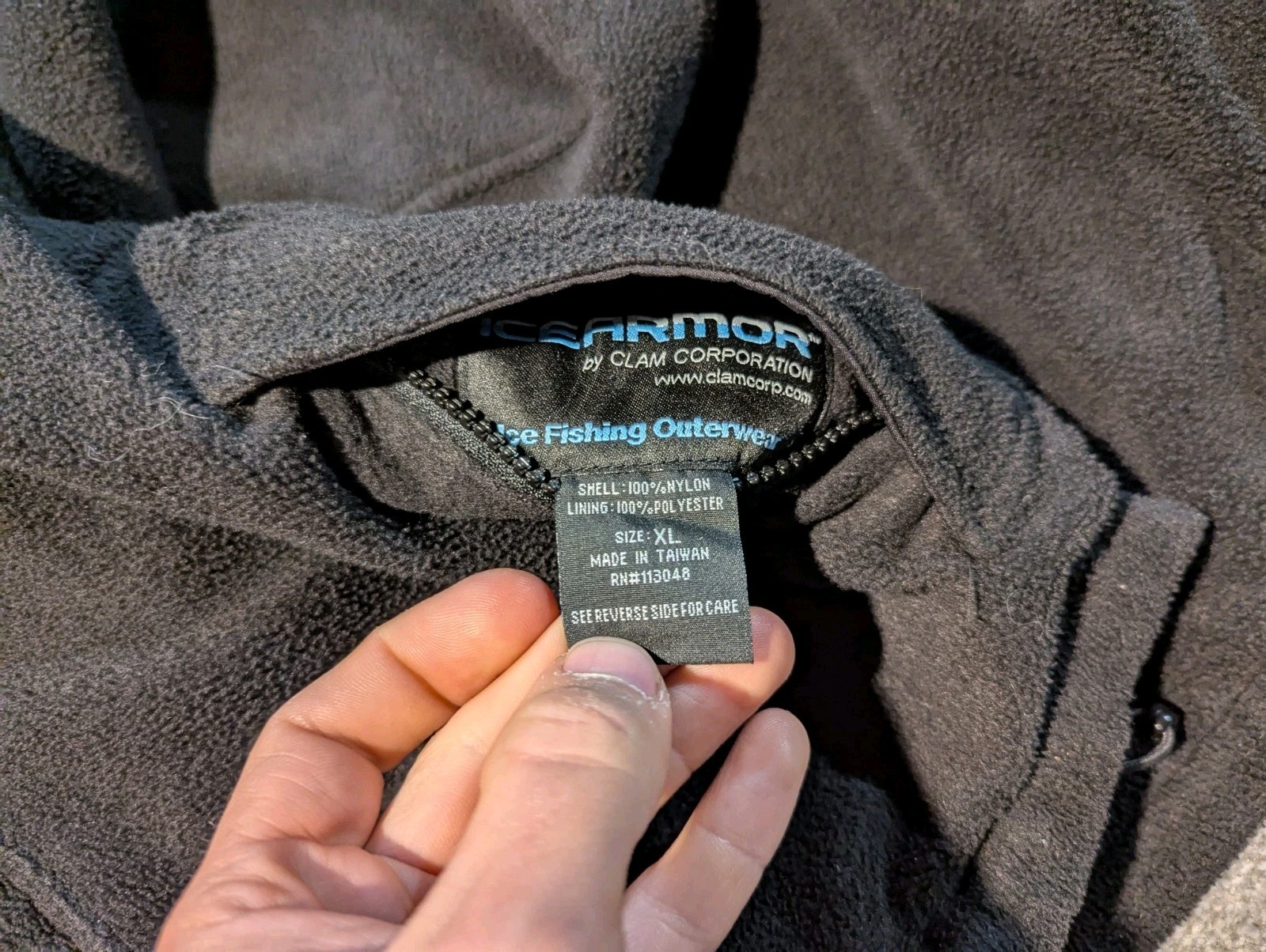 Ice Armor Jacket Mens Black Reversible Fleece Nylon Clam Pro Staff Fishing