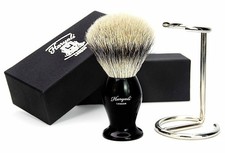 Black Colour Handle Shaving Brush for Men with Stainless Steel Wire Stand-Ult...