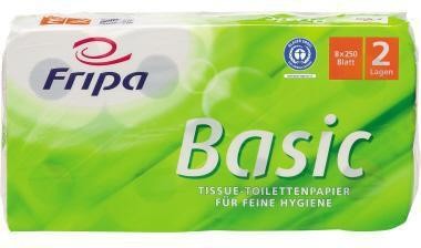 Fripa Toilettenpapier Basic 1510805 2-lagig 250Bl. weiß 8 Rl./Pack.